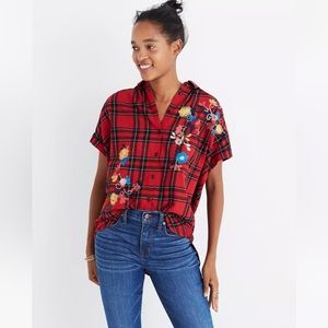 NWT Madewell Embroidered Central Shirt in Dahl Plaid